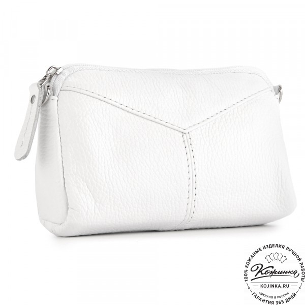 Кожаный клатч "Марта" (белый). фото 1